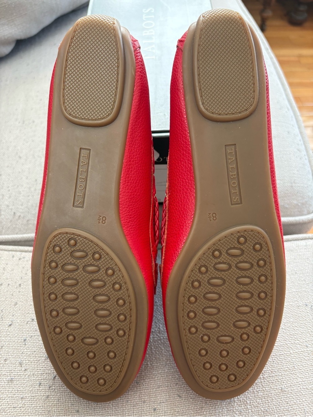 New Talbots Red Leather Tassel Driving Moccasins - Picture 7 of 11